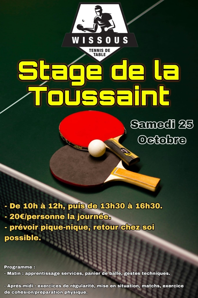 STAGE TOUSSAINT TENNIS DE TABLE
